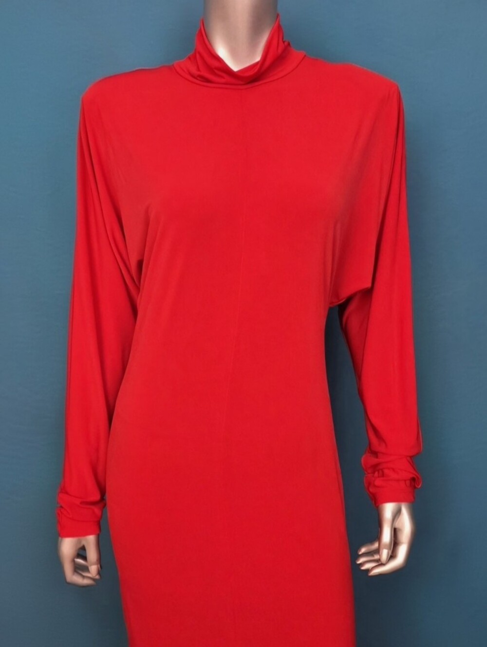 ๐๏ธ๐ASOS 80S Style Slinky Batwing Sleeve High Neck Maxi Dress In Red // (NWOT) - Picture 6 of 16
